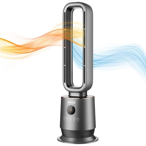 Ventilateur Sans Pales Chaud/Froid Oscillant 70° Chauffage Céramique PTC 2000W Télécommande Minuterie 12h LED 8 Couleurs Jocca