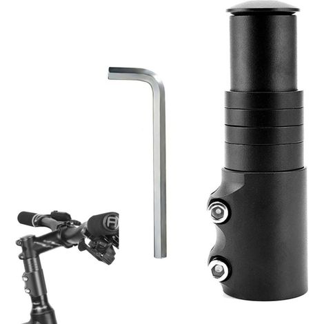 Rehausse Potence de Guidon, Rehausse Potence VTT, Extenseur Potences Vélo, Bicyclette Étendre Riser Adaptateur, Convient aux VTT et Vélos de Route, avec Clé Hexagonale, Noir (1/5)