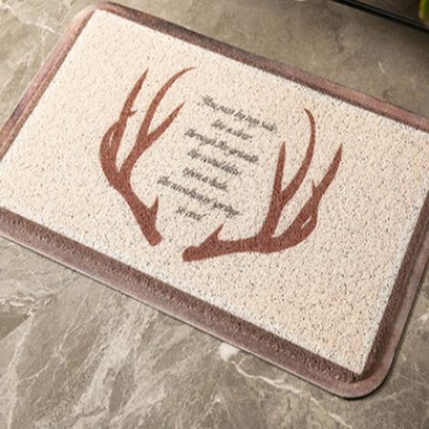 Tapis de porte en PVC résistant, robuste, antidérapant et anti-poussière pour salles de bain et cuisines - Motif bois de cerf - 60 x 90 cm