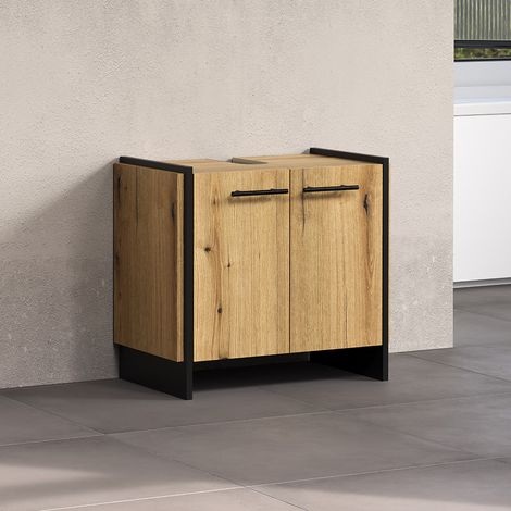 Meuble sous vasque contemporain chêne clair Saphira