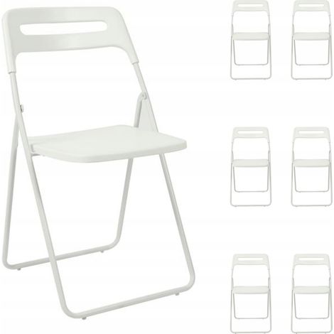 Weiße Klappstühle aus Kunststoff für Terrasse, Campingplatz, Garten, Wartezimmer