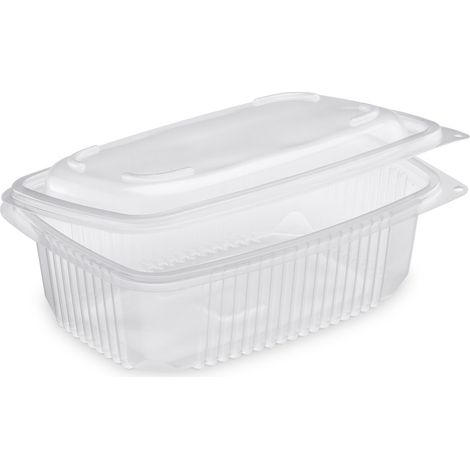 ONDIPACK 800 - Vaschette per microonde e uso caldo con coperchio bombato a cerniera, capacità 800 ml - CONFEZIONE DA 50 PEZZI (1/2)