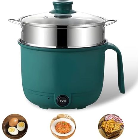 Hot Pot électrique 1,5L, Mini autocuiseur antiadhésif portable, Autocuiseur électrique avec fonction vapeur, Autocuiseur électrique à double réglage de puissance pour la maison (1/5)