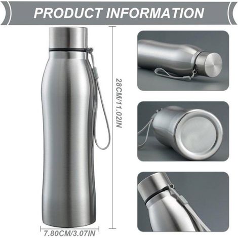 Gourde Inox - 1000 ml - Étanche avec Dragonne - Pour Sport Bureau Voyage - 1 Pièce (1/5)