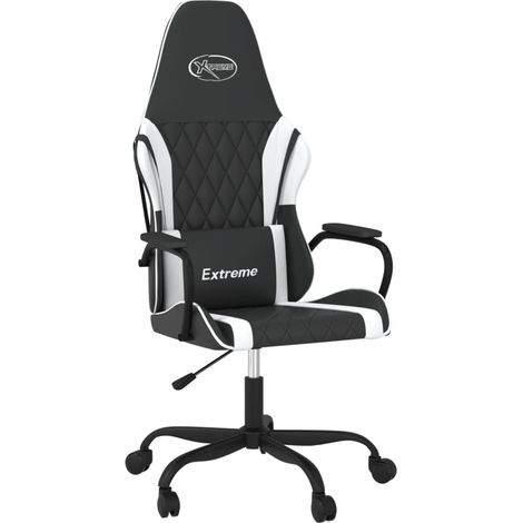 Chaise de jeu Chaise de Gaming de massage Noir et blanc Similicuir (1/5)