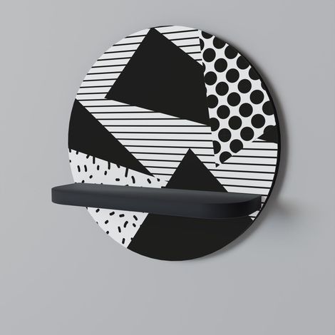 GEMOETRIC MONOCHROME Rundes Regal Schwarz (1/5)