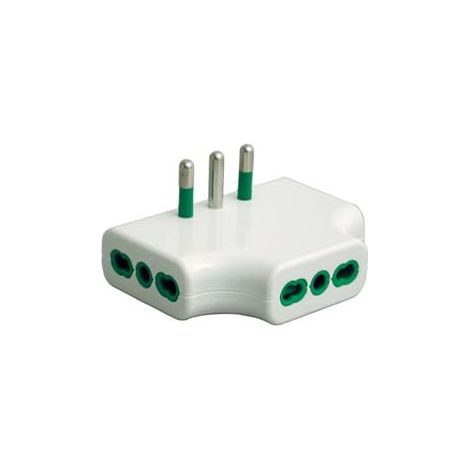 ADATTATORE TRIPLO PIATTO 2 POLI + TERRA BIPASSO BIANCO- - bianco 82220 - 5 pezzi FANTON