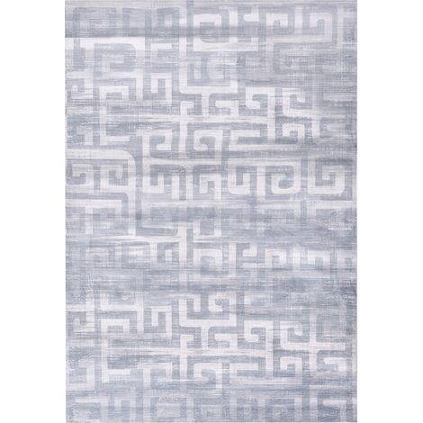 Alfombra moderna 160 x 230 cm de tela motivo geométrico sala de estar dormitorio apto para calefacción por suelo radiante base antideslizante gris Beydag