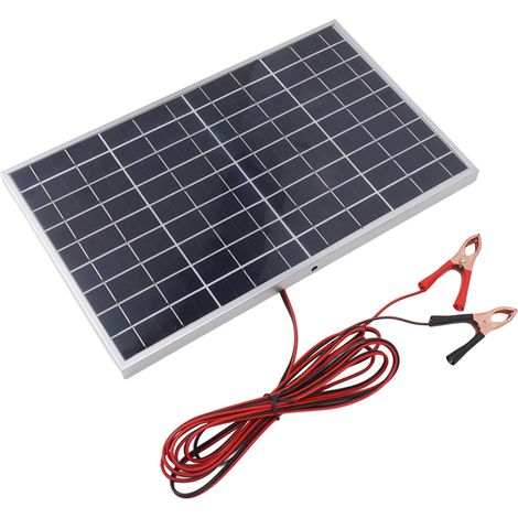 Kit panneau solaire polycristallin 15W 18V haute efficacité avec pince pour charge auto camping-car bateau (1/5)