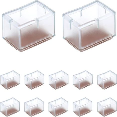 12 Pcs Protection Pied de Chaise Rectangle en Silicone pour Jambes de Chaise/Table/Sofa Largeur 24-30mm x Longueur 39-47mm (1/5)
