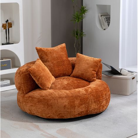 Sessel Sofa Lounger 108cm Chenille Orange OKMYHOME (1/5)
