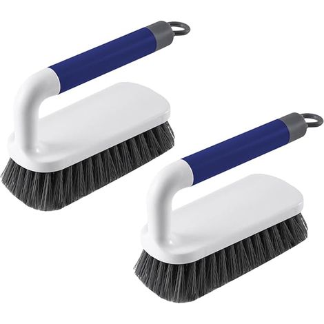 2 Pack Scrub Brush, Scrubbing Cleaning Brushes, Heavy Duty Cleaning Brushes with Handle, for Shower, Bathroom, Carpet, Kitchen and Bathtub Scrubber (Blue)