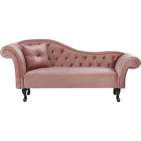 Left-Hand Chaise Lounge LATTES Velvet Pink (1/5)