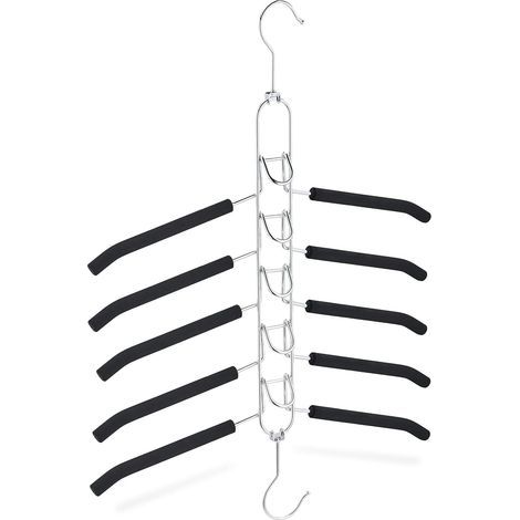 Cintre à vêtements épais à cinq couches, peu encombrant et antidérapant, utilisable à l'horizontale ou à la verticale, noir/argent (1/5)