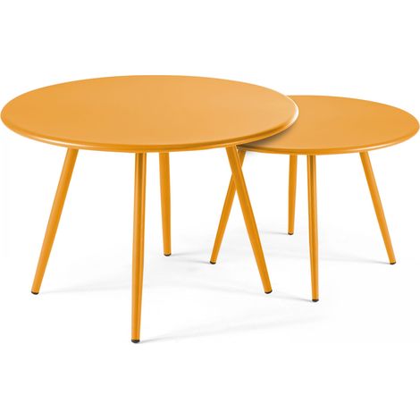 Lot de 2 tables basses de jardin en acier jaune - Palavas