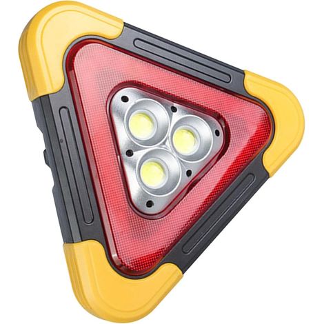 Triangle de Sécurité Voiture LED Multifonction Lampe Avertissement Urgence Routière Triangle Réfléchissant Portable avec Support pour Sécurité Routière