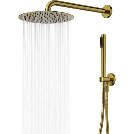 Set per doccia soffione tondo in acciaio inox 250 millimetri finitura oro finitura- oro lucido - confezione 1