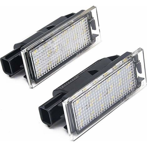 Lot de 2 feux de plaque d'immatriculation LED 18 perles – Éclairage haute luminosité – Compatible Twingo, Clio, Mégane, Laguna