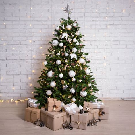 Dmora Árbol de Navidad de Vienna, árbol artificial extra grueso, árbol de efecto PVC real con piñas incluidas, 1698 ramas, altura 270 cm, con embalaje reforzado (1/5)
