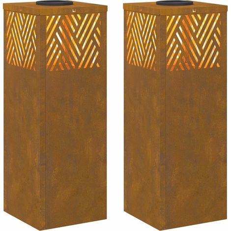 Set di 2 lampade da vialetto solari moderne design esterno 18 x 18 x 50 cm in acciaio bronzo 020052544