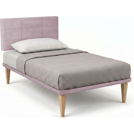 Letto 1 Piazza e Mezza con Rete Rivestita 120x200 cm Microfibra Glicine Tessis Testata Square (1/5)