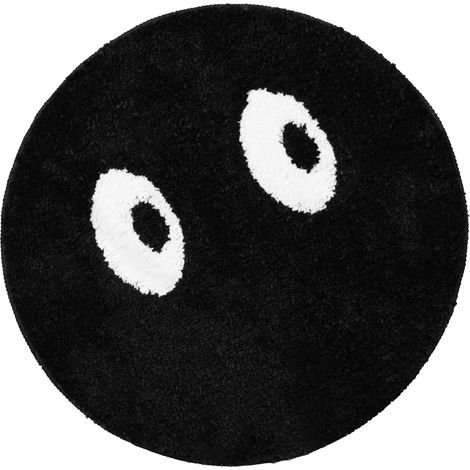 Tapis rond visage noir mignon, moquette douce antidérapante pour chambre, salle de bain, salon 80x80 cm (1/5)