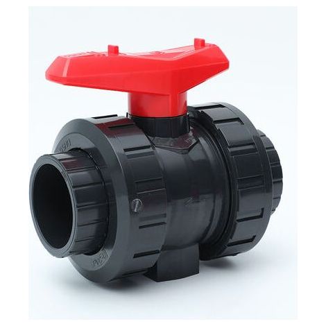 Robinet à bille en PVC I 32mm I 1 pouce I pour manchons à coller et raccords I Robinet d'arrêt I Raccord de tuyau en PVC I Vanne à bille pour la construction de piscines et de bassins (1/4)