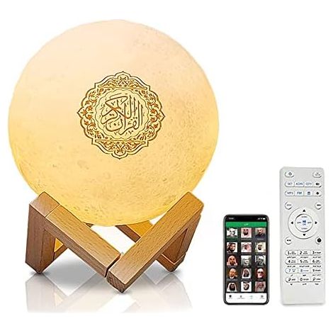 Lampe de lune Coran, enceinte Bluetooth tactile intelligente, veilleuse de nuit 3D en forme de lune, lampe de nuit LED 7 couleurs, lampe de chevet changeant de couleur, lampe de table (1/5)