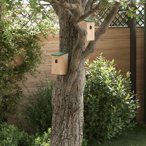 Vogelhäuser 10 Stk. Tanne Massivholz 12x12x22 cm