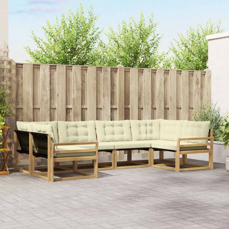 vidaXL Outdoor-Sofagarnitur mit Kissen 6 pcs Weiß und Creme (1/5)