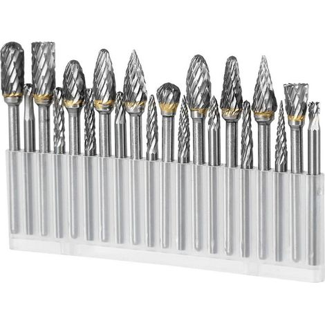 Set mit 20 ultraharten Wolframkarbid-Rotationswerkzeugen, 1/8"-Schaft, doppelt schneidend, kompatibel mit Dremel (keine Originalteile) (1/5)