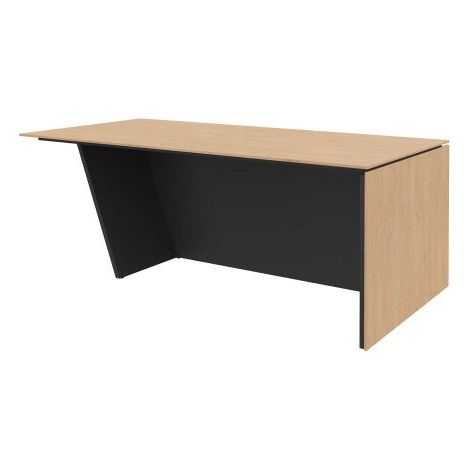 Bureau de direction Isis L 200 x P 100 cm plateau chêne clair / pied incliné à droite - Piètement carbone - Maxiburo