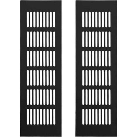 Grille Aération Aluminium 2 Pièces Grille d'Aeration Grille de Ventilation Rectangulaire Grille d'Aeration en Alliage Grille Noir 250 X 80mm (1/5)
