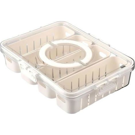 Boîte Rangement Frigo 4 Compartiments - 1 pièce, blanc, 25cm - conteneur snack refrigerateur service divise poignee - frigo Lumiryn (1/5)