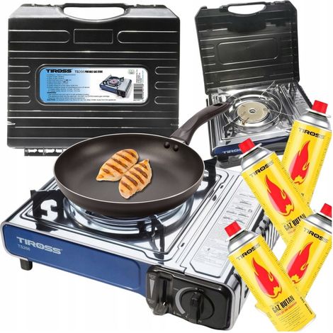 TIROSS TS-266 SILBERNER TOURISTENKOCHER 1650 W + 4 GASFLASCHEN