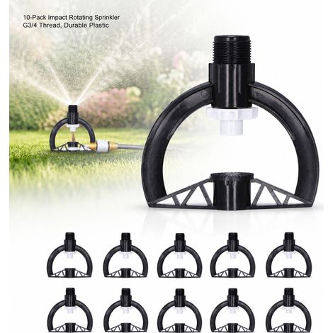 Irrigatore a impatto Toivize FJZ1010 - G3/4 - Plastica resistente - Rotazione a 360° per giardino, prato, serra - Set da 10 pezzi - Irrigazione efficiente (1/4)