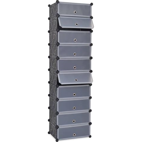 Interlocking Shoe Organiser with 10 Compartments Black vidaXL (1/5)