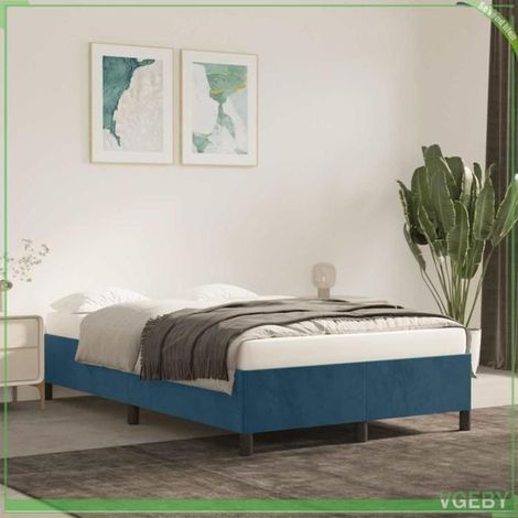 Cadre de lit sans matelas - 3269655 - velours bleu foncé - 120 x 190 cm - structure bois massif (1/5)