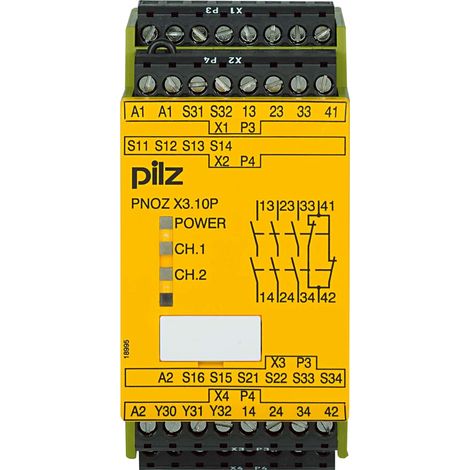 Pilz Not-Aus-Schaltgerät 24ACDC 3n/o 1n/c 1so PNOZ X3.10P, 777314