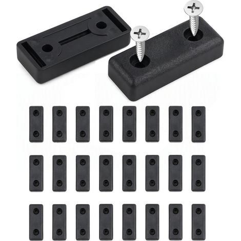 24 Pièces Pieds de Meuble, Entretoises en Plastique Noir, Entretoises de Sol 5 x 2 x 1 cm, Mini Patins de Meubles pour Armoires, Buffets, Commodes et étagères (Vis Non Incluses) (1/5)