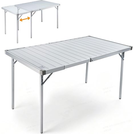 Table Camping Pliante Extensible 94/129x70cm Aluminium Table extensible de 94 à 129cm, hauteur réglable, cadre aluminium avec sac de transport pour camping et caravane (1/5)