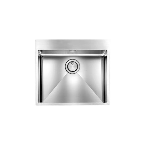 CM 072044.X1.01.2063 Lavello da incasso 1 vasca monovasca slim in acciaio inox AISI 304 18-10 con piletta rondo' manuale installazione semifilo filotop sottotop foro miscelatore 35 mm colore Inox vint (1/5)