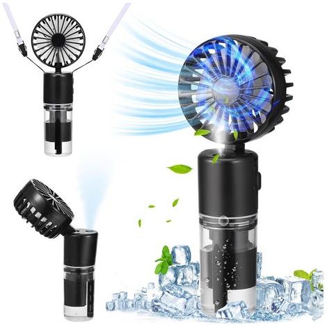 Mini-Tragventilator, Nackenventilator, leiser Faltventilator, geeignet für Outdoor-Aktivitäten und Reisen, schwarz (1/5)