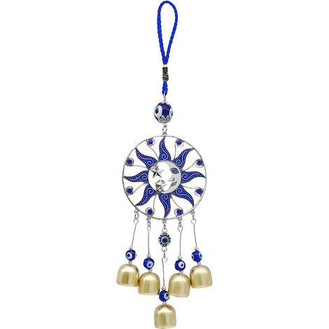 Décoration de jardin suspendue lune et soleil œil bleu, décoration de sonnette de voiture ou de maison (1/5)