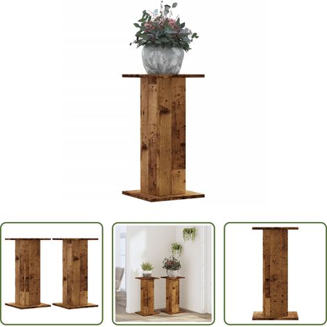 Holzwerkstoff - Pflanzenständer 2 Stk. Altholz-Optik 30x30x60 cm Holzwerkstoff (1/5)