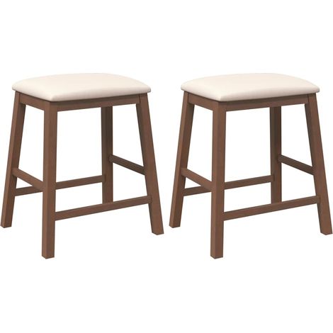 chaises de bar avec coussins 2 pcs Tabouret de bar marron bois massif d'hévéa (1/5)