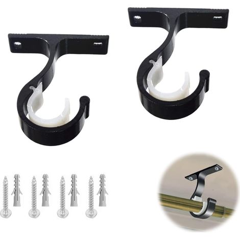 Außergewöhnlich belastbare Decken-Gardinenstangenhalterung (2 Stück) mit Aluminiumstangenhalterung mit 28 mm Durchmesser und Garderobenstangenhalterung