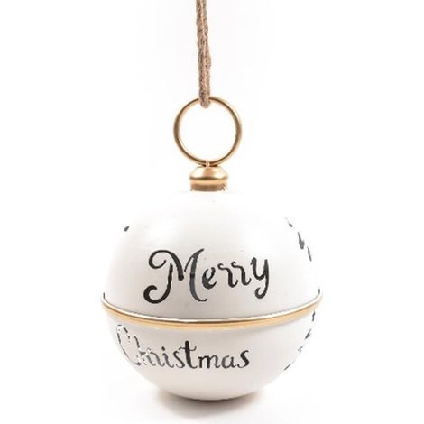 Pendente campana bianco in metallo per decorazioni natalizie -Ø 25 cm