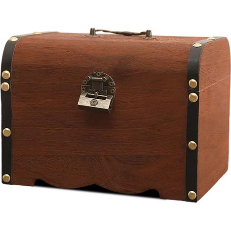 Tirelire en bois sculpté, coffre-fort avec serrure, jouet vintage pour enfants, décoration intérieure, cadeau souvenir unique à poser pour enfants et adultes (1/5)