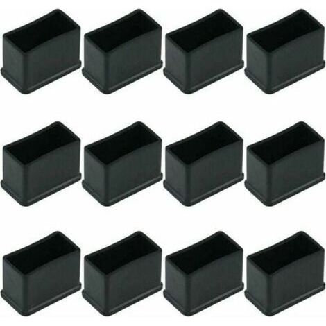 Lot de 12 Embouts de Protection Rectangulaires en Feutre de Caoutchouc pour Pieds de Table ou de Chaise - Noir, 15 x 30 mm. (1/4)